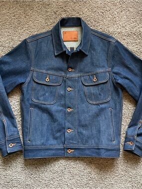 Taylor Stitch Jacket Mens 40 Selvedge Denim The Long Haul Trucker Dark Indigo